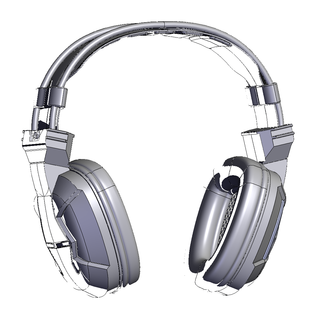 3D model view of over-ear headphones